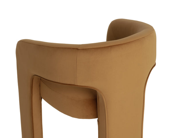 Sunpan Isidore Upholstered Dining Armchair Sculptural Open Back Sandstone Fabric Modern 112811