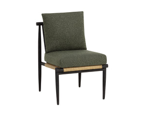 Sunpan Tarifa Solid Teak Wicker Outdoor Dining Chair with Performance Fabric Cushions 112822