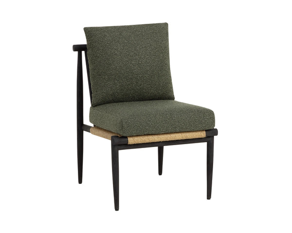 Sunpan Tarifa Solid Teak Wicker Outdoor Dining Chair with Performance Fabric Cushions 112822