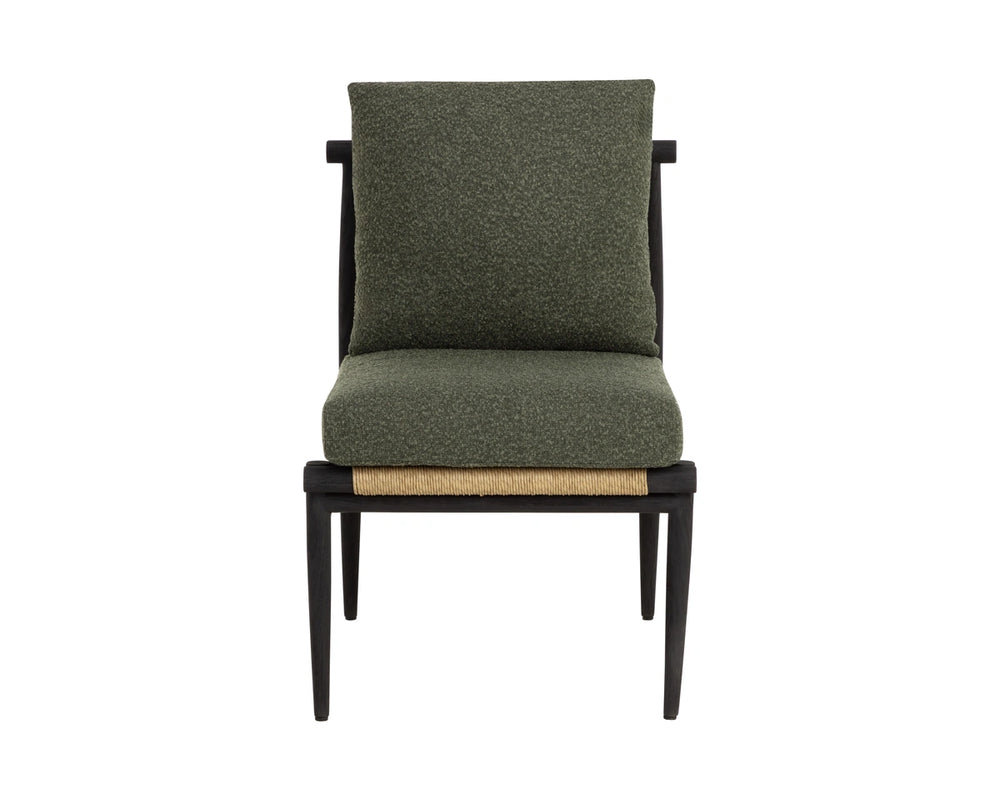 Sunpan Tarifa Solid Teak Wicker Outdoor Dining Chair with Performance Fabric Cushions 112822