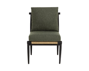 Sunpan Tarifa Solid Teak Wicker Outdoor Dining Chair with Performance Fabric Cushions 112822