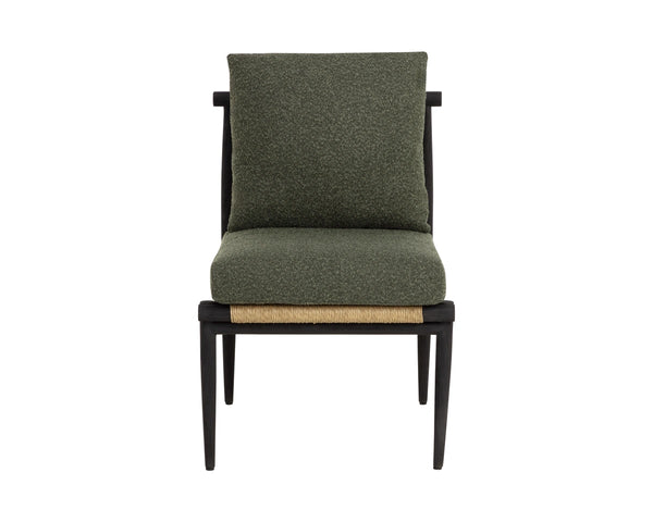 Sunpan Tarifa Solid Teak Wicker Outdoor Dining Chair with Performance Fabric Cushions 112822