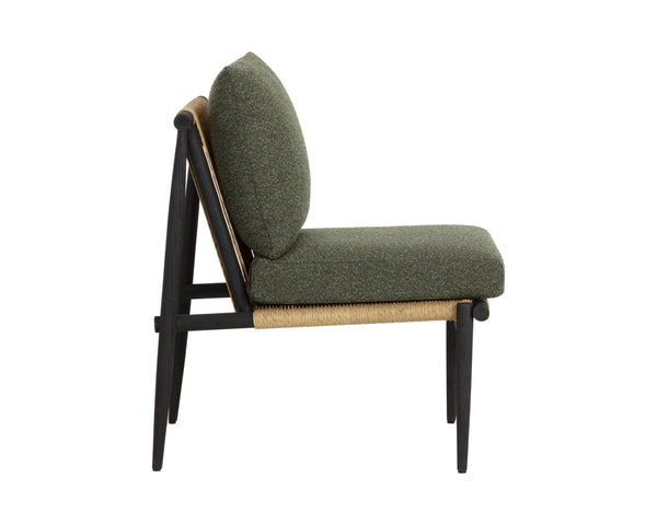 Sunpan Tarifa Solid Teak Wicker Outdoor Dining Chair with Performance Fabric Cushions 112822