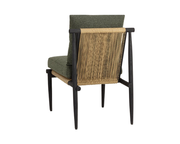 Sunpan Tarifa Solid Teak Wicker Outdoor Dining Chair with Performance Fabric Cushions 112822