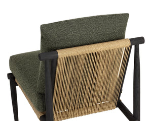 Sunpan Tarifa Solid Teak Wicker Outdoor Dining Chair with Performance Fabric Cushions 112822