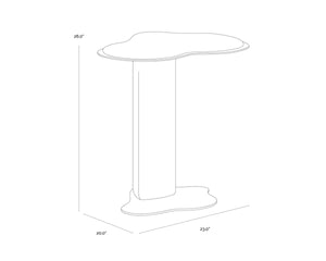 Sunpan Isola Faux Marble Concrete Pedestal End Table with Brass Base for Living Room Brown 112828