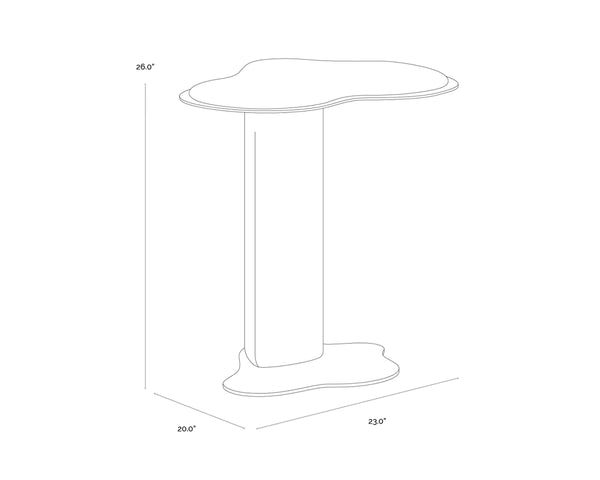 Sunpan Isola Faux Marble Concrete Pedestal End Table with Brass Base for Living Room Brown 112828
