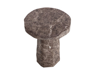 Sunpan Baldur Sculptural Concrete End Table with Faux Marble Finish for Living Room Decor Brown 112830