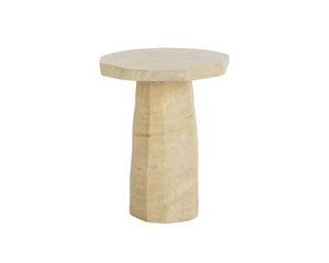 Sunpan Baldur Sculptural Concrete End Table with Faux Marble Finish for Living Room Decor Taupe 112831
