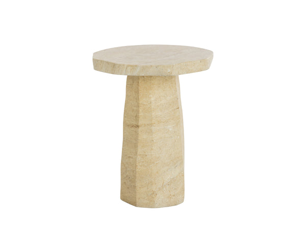 Sunpan Baldur Sculptural Concrete End Table with Faux Marble Finish for Living Room Decor Taupe 112831