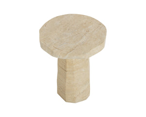 Sunpan Baldur Sculptural Concrete End Table with Faux Marble Finish for Living Room Decor Taupe 112831