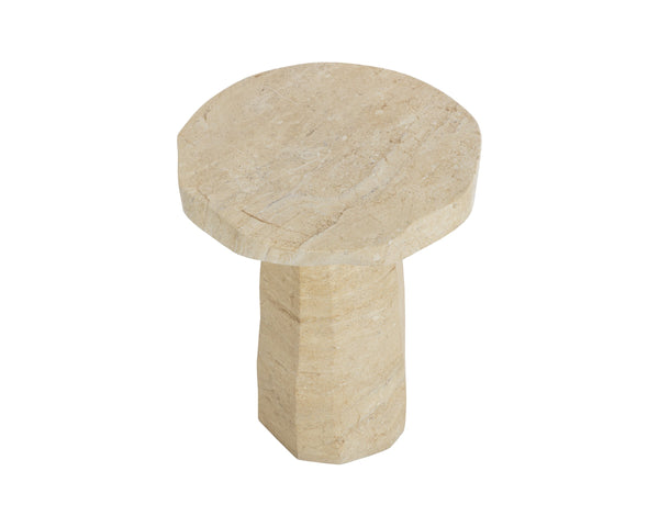 Sunpan Baldur Sculptural Concrete End Table with Faux Marble Finish for Living Room Decor Taupe 112831