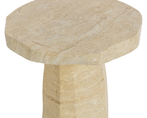 Sunpan Baldur Sculptural Concrete End Table with Faux Marble Finish for Living Room Decor Taupe 112831