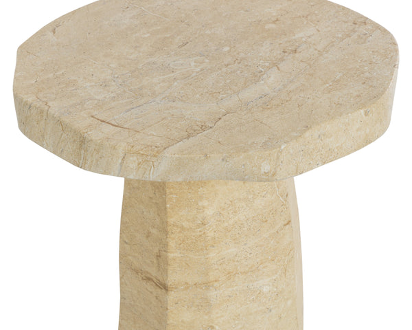 Sunpan Baldur Sculptural Concrete End Table with Faux Marble Finish for Living Room Decor Taupe 112831