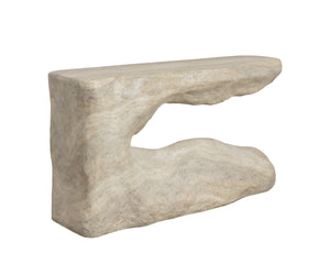 Sunpan Brixham Faux Travertine Concrete Console Table Sculptural Entryway Accent Piece 112833