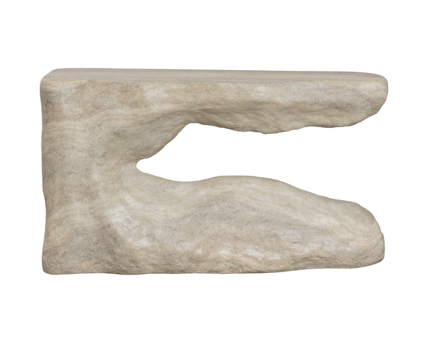 Sunpan Brixham Faux Travertine Concrete Console Table Sculptural Entryway Accent Piece 112833