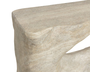 Sunpan Brixham Faux Travertine Concrete Console Table Sculptural Entryway Accent Piece 112833