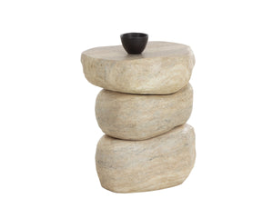 Sunpan Torbay Concrete End Table Faux Travertine Freeform Sculptural Accent for Modern Interiors 112838