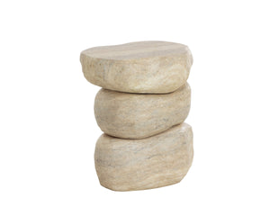 Sunpan Torbay Concrete End Table Faux Travertine Freeform Sculptural Accent for Modern Interiors 112838