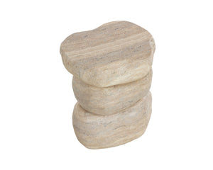 Sunpan Torbay Concrete End Table Faux Travertine Freeform Sculptural Accent for Modern Interiors 112838