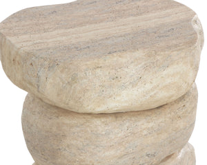 Sunpan Torbay Concrete End Table Faux Travertine Freeform Sculptural Accent for Modern Interiors 112838