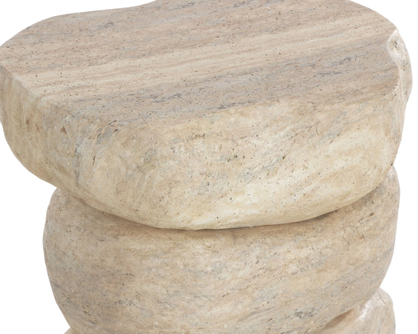 Sunpan Torbay Concrete End Table Faux Travertine Freeform Sculptural Accent for Modern Interiors 112838