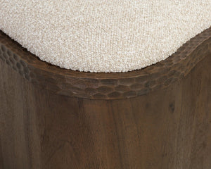 Sunpan Shimla Sculptural Acacia Wood Bench with Oatmeal Cushion for Entryway or Bedroom 112869
