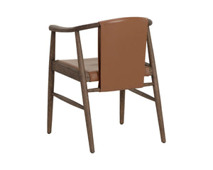 Sunpan Aran Wishbone Dining Arm Chair Solid Oak Frame Top Grain Leather Mid-Century 112875
