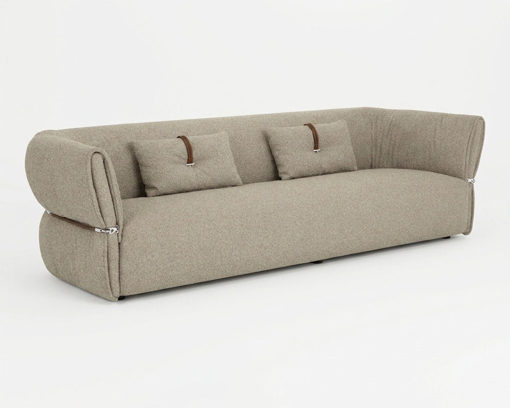 Sunpan Davisville Italian Designed Sofa with Sculptural Low Profile and Artisan Cushion Detail Taupe 112876