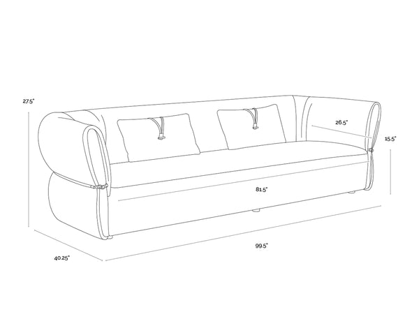 Sunpan Davisville Italian Designed Sofa with Sculptural Low Profile and Artisan Cushion Detail Taupe 112876