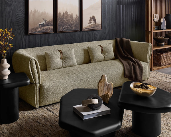 Sunpan Davisville Italian Designed Sofa with Sculptural Low Profile and Artisan Cushion Detail Taupe 112876