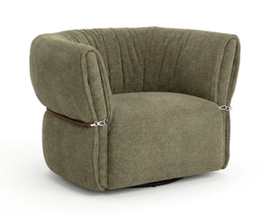 Sunpan Davisville Swivel Armchair Italian Sculpted Eucalyptus Fabric Deep Seat Living Room Green 112877