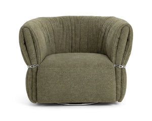 Sunpan Davisville Swivel Armchair Italian Sculpted Eucalyptus Fabric Deep Seat Living Room Green 112877