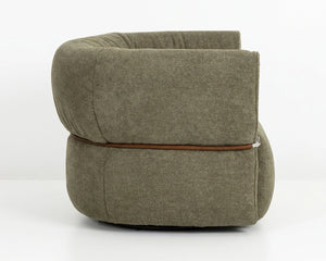 Sunpan Davisville Swivel Armchair Italian Sculpted Eucalyptus Fabric Deep Seat Living Room Green 112877