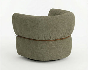 Sunpan Davisville Swivel Armchair Italian Sculpted Eucalyptus Fabric Deep Seat Living Room Green 112877