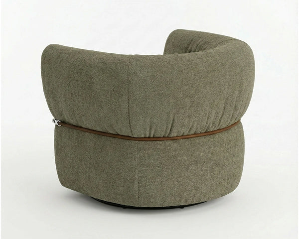 Sunpan Davisville Swivel Armchair Italian Sculpted Eucalyptus Fabric Deep Seat Living Room Green 112877