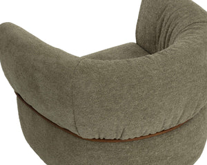 Sunpan Davisville Swivel Armchair Italian Sculpted Eucalyptus Fabric Deep Seat Living Room Green 112877