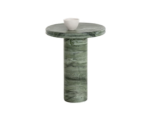 Sunpan Bastion Cylindrical Concrete End Table with Organic Veining for Modern Living Spaces Green 112892