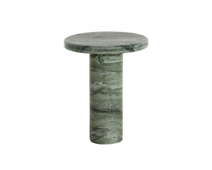 Sunpan Bastion Cylindrical Concrete End Table with Organic Veining for Modern Living Spaces Green 112892