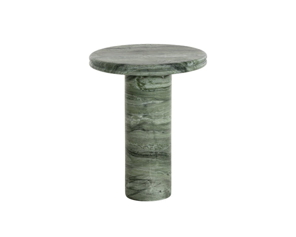 Sunpan Bastion Cylindrical Concrete End Table with Organic Veining for Modern Living Spaces Green 112892
