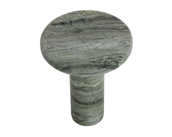 Sunpan Bastion Cylindrical Concrete End Table with Organic Veining for Modern Living Spaces Green 112892