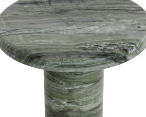 Sunpan Bastion Cylindrical Concrete End Table with Organic Veining for Modern Living Spaces Green 112892