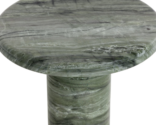 Sunpan Bastion Cylindrical Concrete End Table with Organic Veining for Modern Living Spaces Green 112892