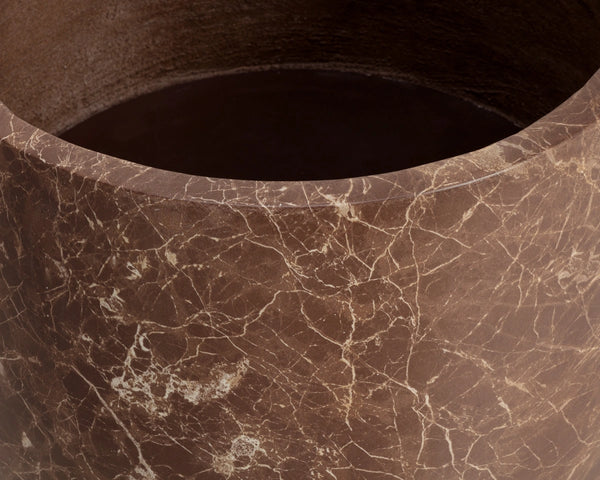 Sunpan Aster Concrete Planter with Mocha Marble Faux Finish for Entryway or Lobby Decor 112896