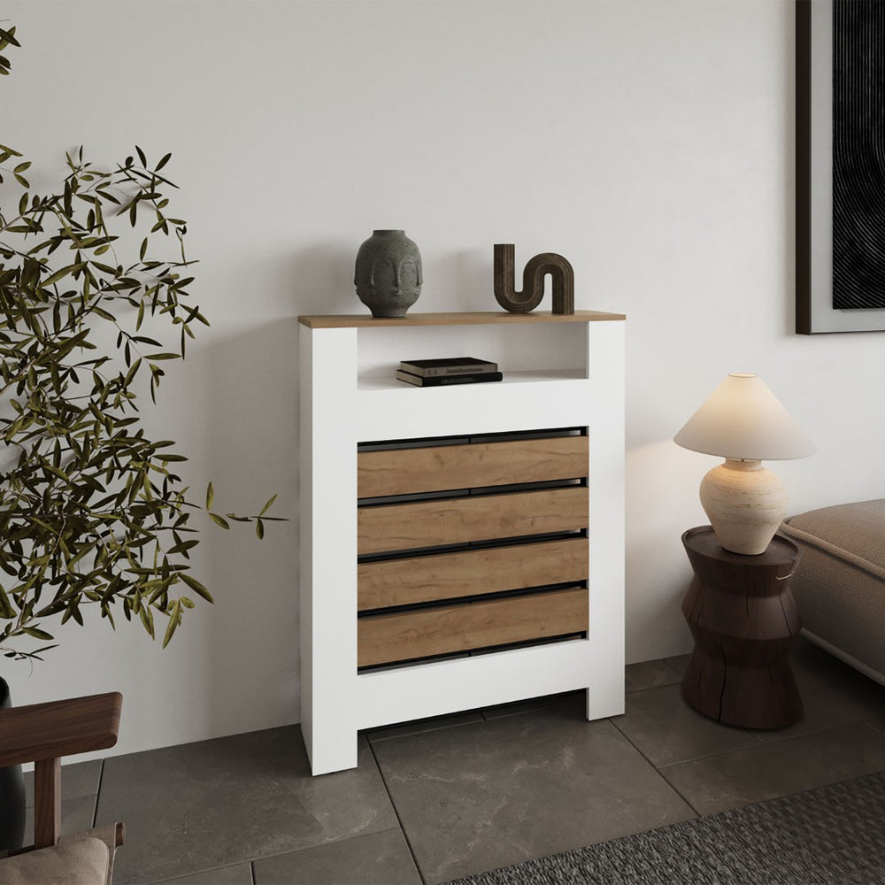 English Elm Radiator Cover Cabinet Slatted Ventilated Enclosure Matte Black Modern Minimalist Decor B070P337154