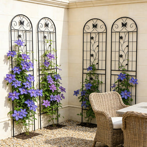 English Elm 4 Pack Powder-coated Metal Garden Trellis Panels Rustproof Climbing Plant Support Outdoor W1586P268028