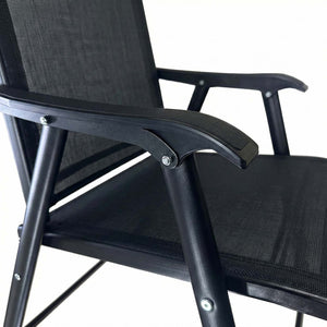 English Elm Outdoor Stackable Folding Chairs Set Ergonomic Mesh Back Steel Frame Patio Seating Black W5159P445935