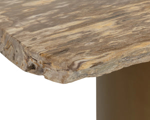 Sunpan Kashtha Petrified Wood Console Table Polished Natural Live Edge Artisan Entryway 112904