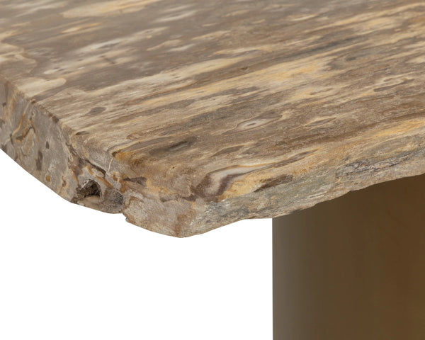 Sunpan Kashtha Petrified Wood Console Table Polished Natural Live Edge Artisan Entryway 112904