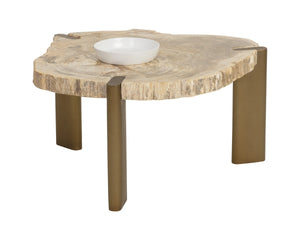 Sunpan Orric Petrified Wood Coffee Table with Steel Legs Organic Live Edge Modern Accent 28 D x 16 H x 24 W 112905